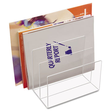 Kantek Clear Acrylic Desk File, 3 Sections, Letter To Legal Size Files, 8" X 6.5" X 7.5", Clear freeshipping - TVN Wholesale